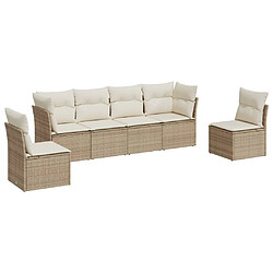 vidaXL Salon de jardin avec coussins 6 pcs beige résine tressée