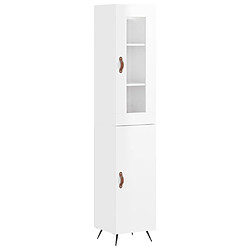 Maison Chic Buffet,Meuble de Rangement,commode pour salon,Cuisine Blanc brillant 34,5x34x180 cm Bois d'ingénierie -MN43725