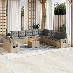 Maison Chic Salon de jardin avec coussins 12 pcs | Ensemble de Table et chaises | Mobilier d'Extérieur beige résine tressée -GKD70762