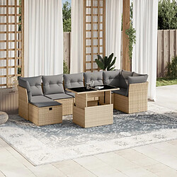 vidaXL Salon de jardin avec coussins 8 pcs beige résine tressée 