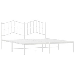 Acheter Maison Chic Lit adulte 160x200cm- Cadre de lit métal avec tête de lit pour chambre blanc -MN64507