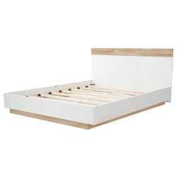 ComfortXL Lit En Bois Flottant Avec Tête De Lit Et Sommier à Lattes - 160x200 Cm Blanc