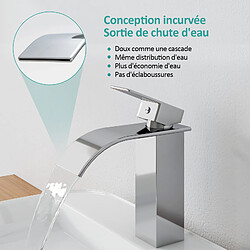 Avis EMKE Cascade de robinet de lavabo, robinet de lavabo pour salle de bain, robinet de salle de bain en acier inoxydable, mitigeur de lavabo à levier unique avec hauteur de bec 117 mm, Chrome