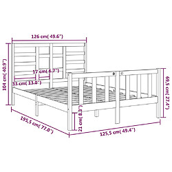 vidaXL Cadre de lit bois massif 120x190 cm petit double pas cher