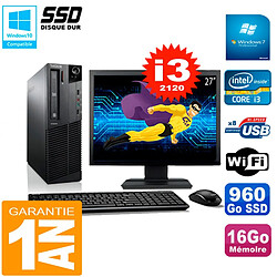 PC Lenovo M92p SFF Ecran 27" Core I3-2120 16Go Disque 960Go SSD Wifi W7 · Occasion 