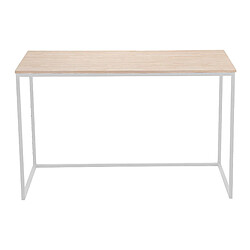 Pegane Table de bureau coloris chêne nordique / pieds blanc - Longueur 120 x largeur 60 x Hauteur 75 cm