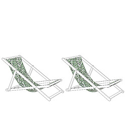 Beliani Lot de 2 toiles pour transat ANZIO / AVELLINO motif feuillage blanc / vert - terre cuite