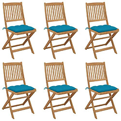 Maison Chic Lot de 6 Chaises pliables de jardin avec coussins - Fauteuil d'extérieur Bois d'acacia -MN49360