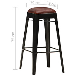 vidaXL Tabourets de bar lot de 2 noir cuir véritable pas cher