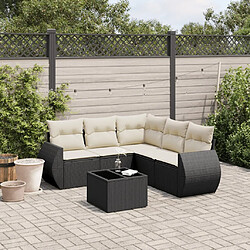 vidaXL Salon de jardin 6 pcs avec coussins noir résine tressée