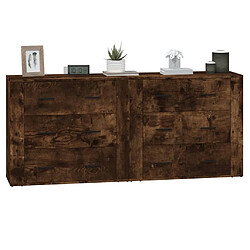 Acheter Maison Chic Ensemble de 2 Buffets,commode,console pour rangement chêne fumé bois d'ingénierie -MN24383