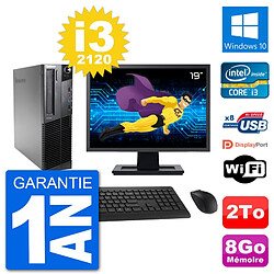 PC Lenovo M92p SFF Ecran 19" Intel i3-2120 RAM 8Go Disque 2To Windows 10 Wifi - Occasion