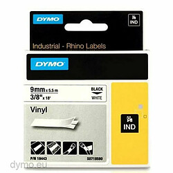 Ruban Laminé pour Etiqueteuses Rhino Dymo ID1-9 Blanc Noir 9 x 5,5 mm Autocollants (5 Unités)