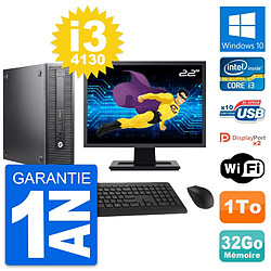 PC HP 600 G1 SFF Ecran 22" Intel i3-4130 RAM 32Go Disque Dur 1To Windows 10 Wifi · Occasion 