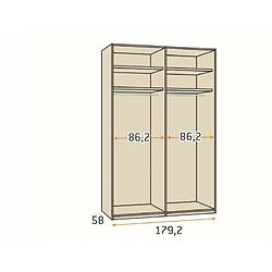 Acheter Inside 75 Armoire 4 portes lisses standard 179,2x240 cm caisse façade Arios poignée Barra Pizzara