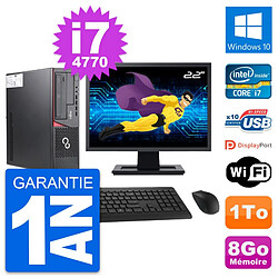 PC Fujitsu E720 DT Ecran 22" Intel i7-4770 RAM 8Go Disque 1To Windows 10 Wifi · Occasion 