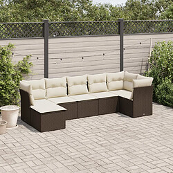 vidaXL Salon de jardin avec coussins 7 pcs marron résine tressée 