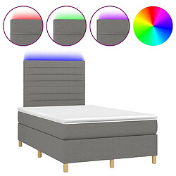 Maison Chic Lit adulte- Lit + matelas + LED,Sommier à lattes de lit matelas LED gris foncé 120x190 cm tissu -GKD88096