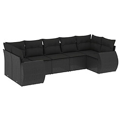 vidaXL Salon de jardin 7 pcs avec coussins noir résine tressée