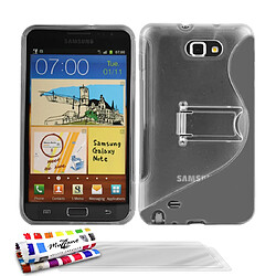 Muzzano Coque + 3 Films SAMSUNG GALAXY NOTE ""S Avec Pied"" Gris Coque Semi-Rigide Ultra-Slim avec pieds avec pied ""le S"" Hybrid Gris pour SAMSUNG GALAXY NOTE + 3 Films de protection ?cran