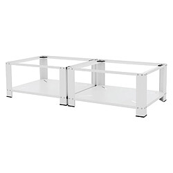 ML-Design Socle machine à laver double avec étagère base sèche-linge blanc 150 kg/support ML-Design Socle pour Machine à Laver Double avec 2 Étagère, Acier, Blanc, 128x54 cm, 2x150kg, Support Lave-Linges Standard, Pieds Antidérapants, Support Base de Lave-Linge, Estrade de 32 cm de Hauteur