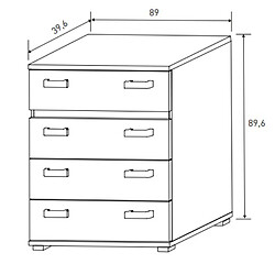 Pegane Commode, meuble de rangement coloris chêne cambrian/effet textile - Longueur 89 x Profondeur 39,6 x Hauteur 89,6 cm