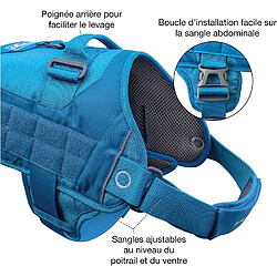 Avis Kurgo Harnais de Sécurité pour Chien, Canicross Compatible Molle Urbain RSG, ajustable, ouvre-bouteille intégré, bandes réfléchissantes, Style Townie, Bleu, Taille M