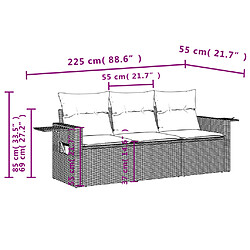 Acheter vidaXL Salon de jardin avec coussins 3 pcs marron résine tressée