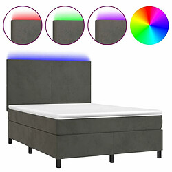 Sommier à lattes LED,Cadre à lattes de lit avec matelas pour Adulte Gris foncé 140x190 cm -MN93894