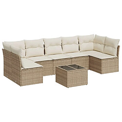 vidaXL Salon de jardin avec coussins 8 pcs beige résine tressée