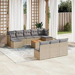 Maison Chic Salon de jardin 11 pcs avec coussins | Ensemble de Table et chaises | Mobilier d'Extérieur beige résine tressée -GKD36333