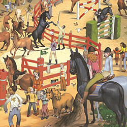 Djeco Puzzle 200 pièces - Poster et jeu d'observation : Equitation