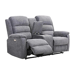 Vente-Unique Canapé 2 places relax électrique avec tablette en tissu anthracite NEVERS 