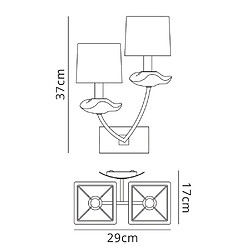 Luminaire Center Applique murale Akira avec interrupteur 2 Ampoules E14, chrome poli avec Abat jour noirs