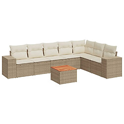 vidaXL Salon de jardin avec coussins 8 pcs beige résine tressée