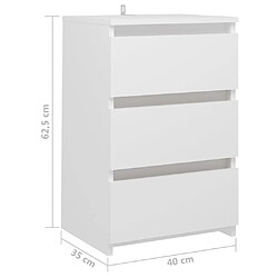 vidaXL Tables de chevet 2 pcs Blanc 40x35x62,5 cm Aggloméré pas cher