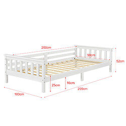 Avis Lit d'Enfant Design Cadre Stylé Structure Solide Capacité de Charge 100 kg Bois de Pin Contreplaqué 200 x 90 cm Blanc Mat Laqué [en.casa]