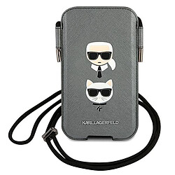 karl lagerfeld torebka klhcp12lophkcg 6,7" szary/gris coque dur saffiano ikonik karl&choupette head 