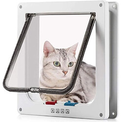 Porte de Chat,Chatière pour Chat avec Tunnel Cache Découpe avec Chatières pour Cat Mate Verrouillable -6.1x5.8 inch -Blanc