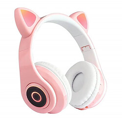 Universal Casque Bluetooth sans fil à oreilles de chat coloré et lumineux avec stéréo d'alimentation (rose) 