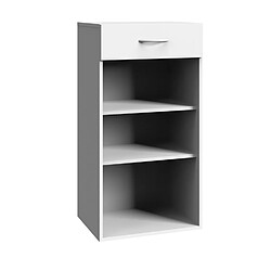 Pegane Etagère de rangement avec 1 tiroir et 2 tablettes en mélamine coloris blanc - longueur 80 x hauteur 98 x profondeur 40 cm