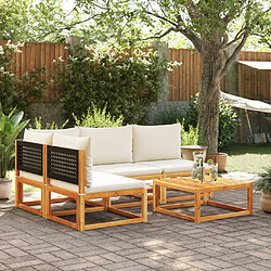 vidaXL Salon de jardin avec coussins 5 pcs Bois d'acacia solide 