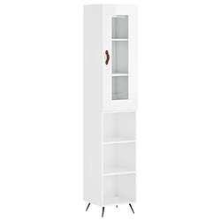 vidaXL Buffet haut Blanc brillant 34,5x34x180 cm Bois d'ingénierie