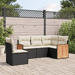 Maison Chic Ensemble de 5 Tables et chaises d'extérieur avec coussins,Salon de jardin noir résine tressée -GKD557094