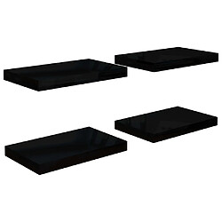 vidaXL Étagère murale flottante 4 pcs Noir brillant 40x23x3,8 cm MDF