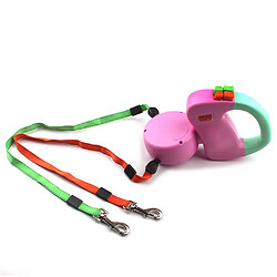 Acheter Universal Traction pour animaux de compagnie à deux têtes Corde de traction pour chiens rétractable automatique Creative Double Dog Walking Belt Chaîne Fournitures pour animaux de compagnie | Laisse (rose)