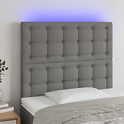 Maison Chic Tête de lit scandinave à LED,meuble de chambre Gris foncé 80x5x118/128 cm Tissu -MN65064