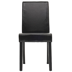 Mendler Lot de 6 chaises de séjour Littau ~ simili-cuir, noir, pieds foncés pas cher