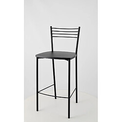 T M C S Tommychairs - Set 2 tabourets ELENA, structure en acier noir mat et assise en bois aniline noir