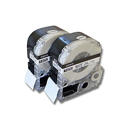 vhbw 2 x cassette à ruban 24mm pour Epson Prifia OK500P, OK720, OK900P comme LC-6WBN, SS24KW. 